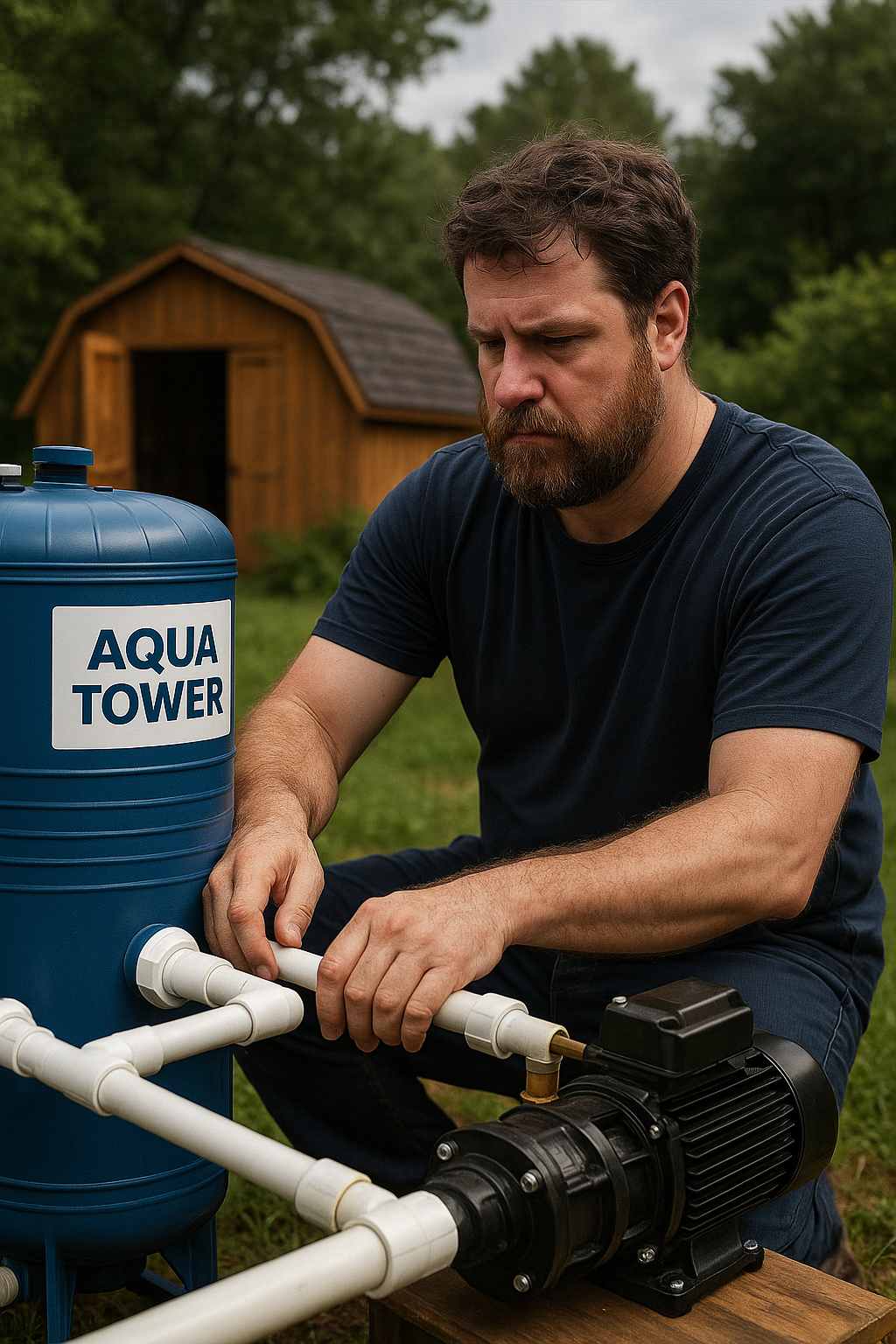Homemade Aqua Tower in garage