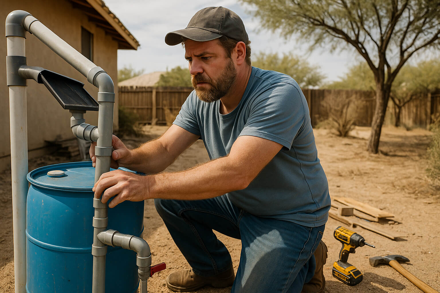 Nick looking at dry tap or pipes