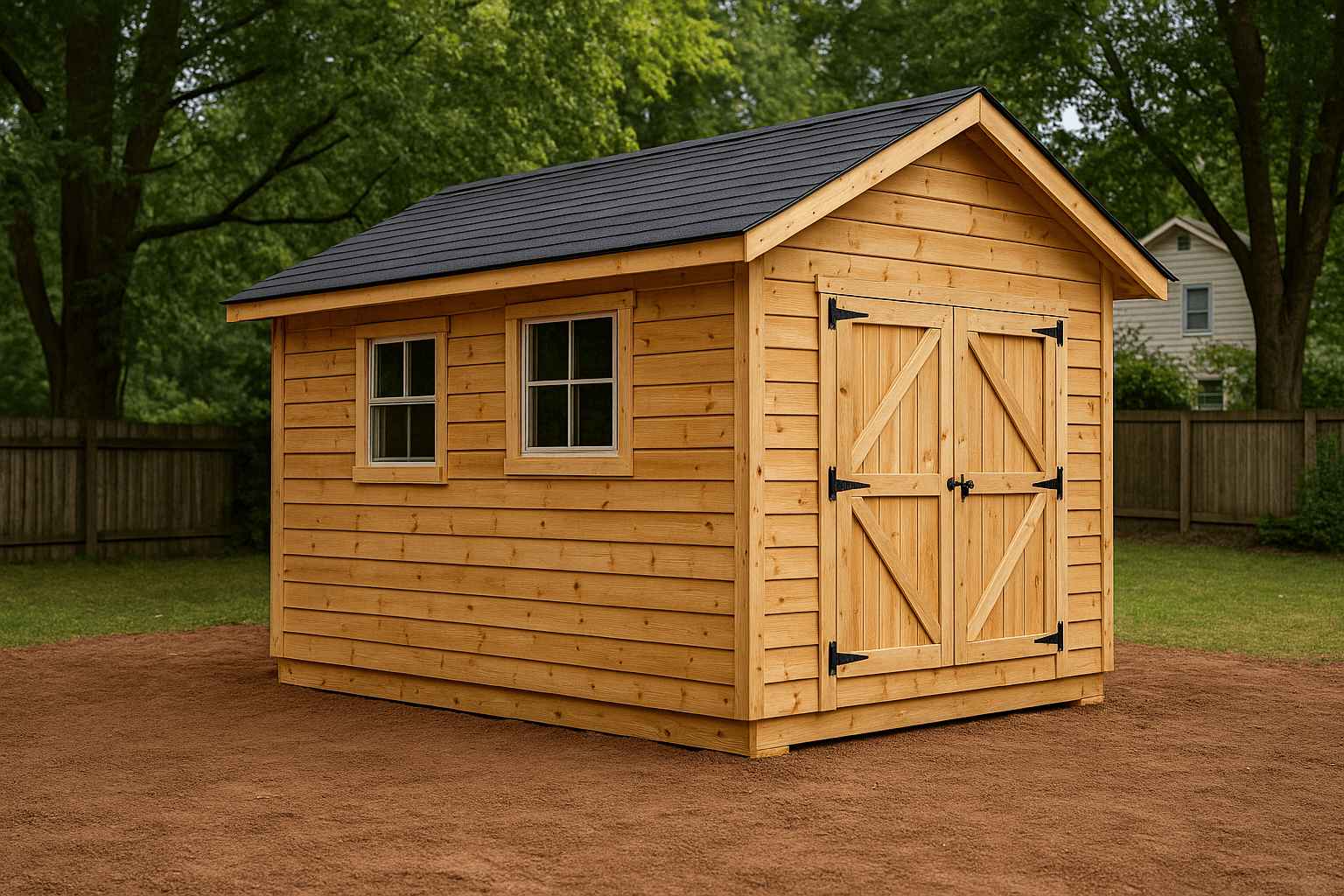Nick evaluating his backyard for shed space